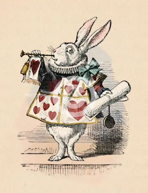 'A Rabbit as court official blowing a trumpet for an announcement', 1889. Artist: John Tenniel.