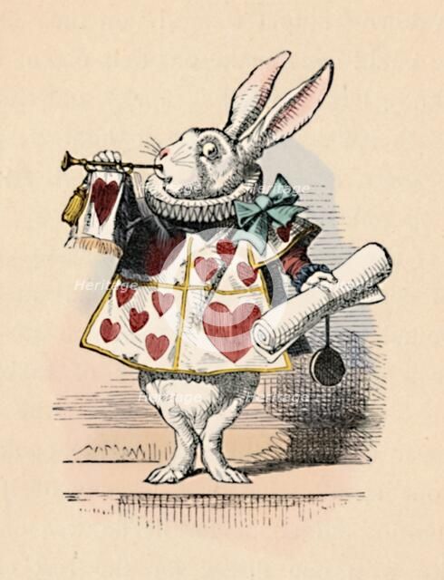 'A Rabbit as court official blowing a trumpet for an announcement', 1889. Artist: John Tenniel.