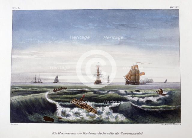 'A Raft off the Coast of Coromandel', India, 1828.  Artist: Marlet et Cie