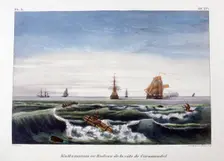 A Raft off the Coast of Coromandel India, 1828. Artist: Marlet et Cie