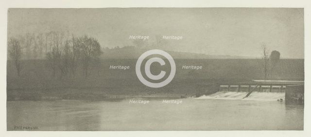 A Rainy Day at Flander's Weir, 1880s. Creator: Peter Henry Emerson.