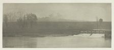 A Rainy Day at Flander's Weir, 1880s. Creator: Peter Henry Emerson