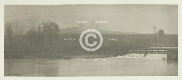 A Rainy Day at Flander's Weir, 1880s. Creator: Peter Henry Emerson.