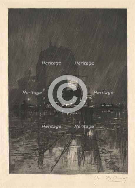A Rainy Night, Madison Square, 1890. Creator: Charles Frederick William Mielatz.