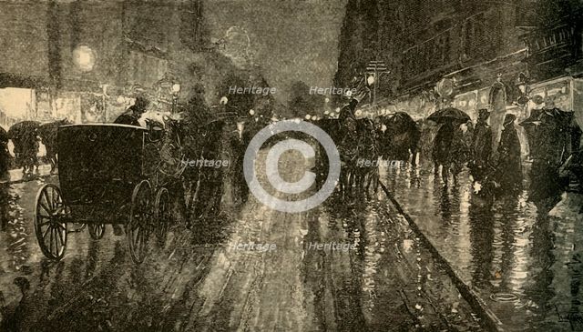 'A Rainy Night. - Street lighted by Electricity', 1882. Creator: Unknown.