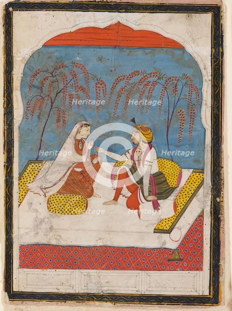 A Raja offering a bracelet to a lady, 19th century. Artist: Unknown.
