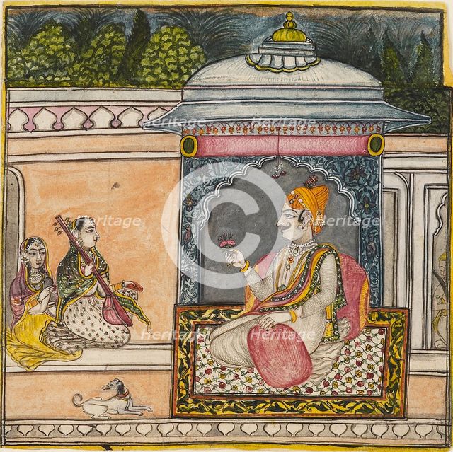 A Raja listening to music on a terrace, c1800. Artist: Svarup Ram.