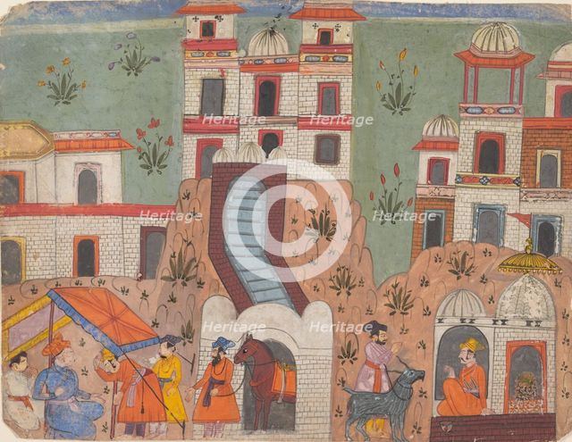 A Raja Receives Homage Outside the City..., from a Dispersed Manuscript, last quarter of 17th cent. Creator: Unknown.