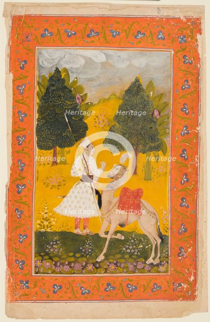 A Rajput Warrior with Camel, Possibly Maru Ragini from a Ragamala, 1650-80. Creator: Unknown.