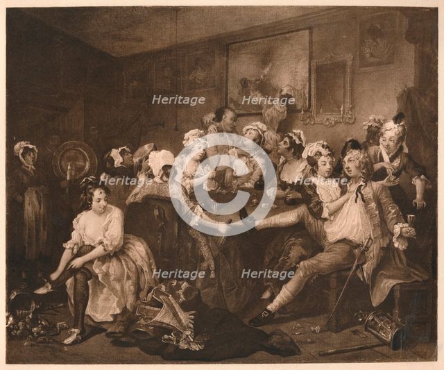 'A Rake's Progress - 3: The The Orgy', 1733.  Artist: William Hogarth.