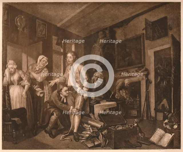 'A Rake's Progress'; scene I, 1735. Artist: William Hogarth.