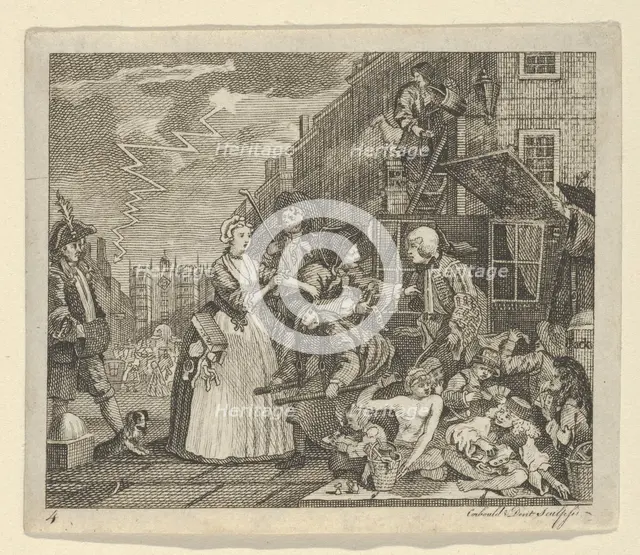 A Rake's Progress, Plate 4, ca. 1800. Creator: Dent.