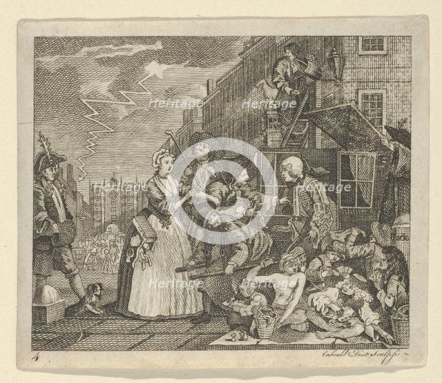 A Rake's Progress, Plate 4, ca. 1800. Creator: Dent.