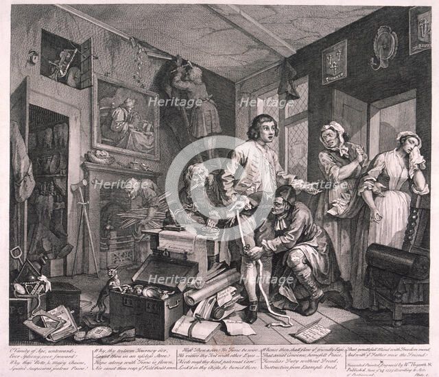 'A Rake's Progress', 1735; plate I of VIII. Artist: William Hogarth