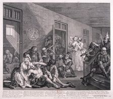 A Rake's Progress 1763; plate VIII of VIII. Artist: William Hogarth