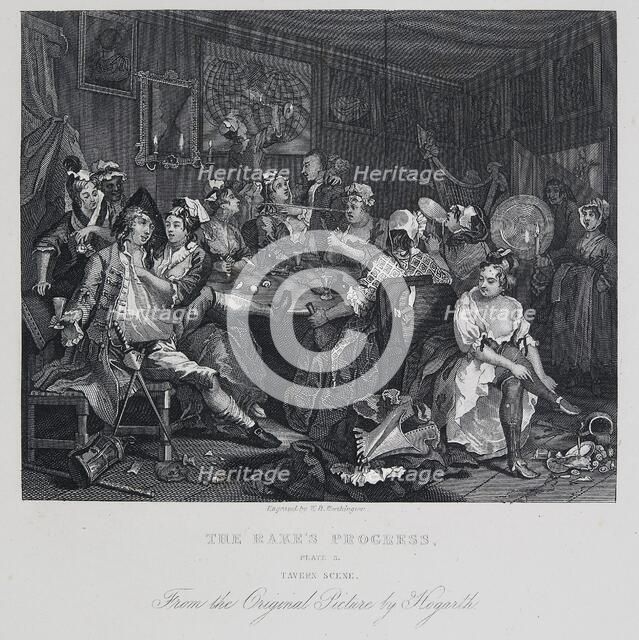 A Rake's Progress: Tavern Scene, 1732-1735. Creator: William Hogarth.