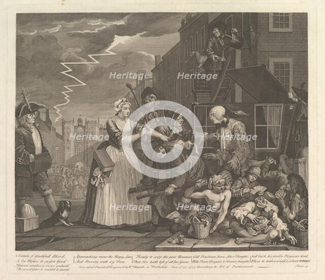 A Rake's Progress, Plate 4, June 25, 1735. Creator: William Hogarth.