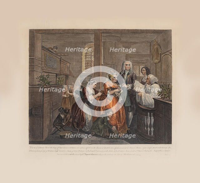 A Rake's Progress, Plate 5: Married To An Old Maid, ca 1735. Creator: Hogarth, William (1697-1764).