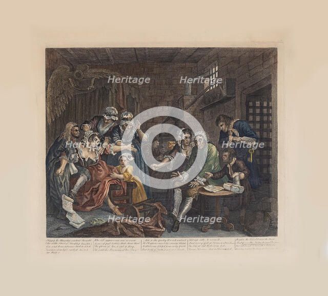 A Rake's Progress, Plate 7: The Prison Scene, ca 1735. Creator: Hogarth, William (1697-1764).