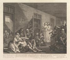 A Rake's Progress, Plate 8, [June 25, 1735] reissued 1763. Creator: William Hogarth