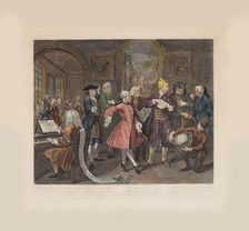 A Rake's Progress, Plate 2: Surrounded By Artists And Professors, ca 1735. Creator: Hogarth, William (1697-1764)