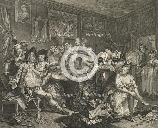 A rake's progress. Plate 3. The tavern scene, 1735. Creator: William Hogarth.