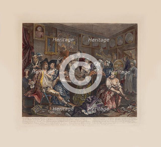 A Rake's Progress, Plate 3: The Tavern Scene, ca 1735. Creator: Hogarth, William (1697-1764).