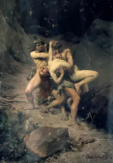 A Rape in the Stone Age 1888. Artist: Paul Joseph Jamin