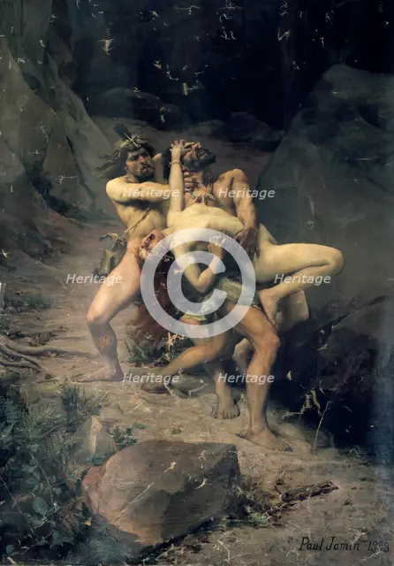 'A Rape in the Stone Age', 1888. Artist: Paul Joseph Jamin