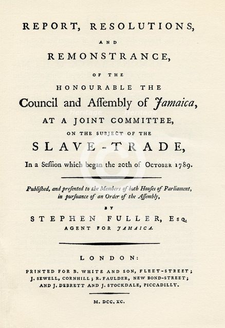 A remonstration of the subject of the slave trade, 1789 (1965). Artist: Unknown