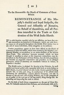 A remonstration of the subject of the slave trade, 1789 (1965)