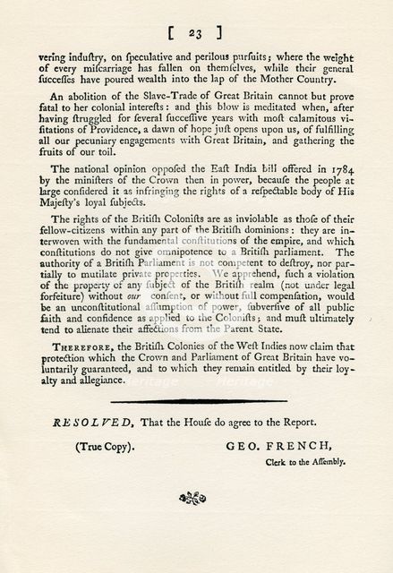 A remonstration of the subject of the slave trade, 1789 (1965). Artist: Unknown