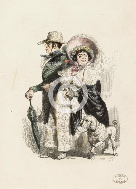 A Rentier and his wife, 1840. Creator: Grandville, Jean-Jacques (1803-1847).