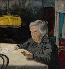 A Reading Old Lady, around 1925. Creator: Arnold Peter Weisz-Kubincan