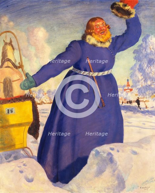 A reckless coachman, 1920. Artist: Kustodiev, Boris Michaylovich (1878-1927)