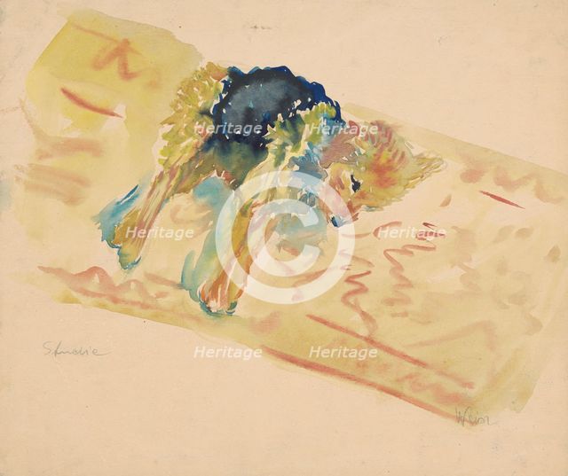 A reclining dog, 1940-1944. Creator: Arnold Peter Weisz-Kubincan.