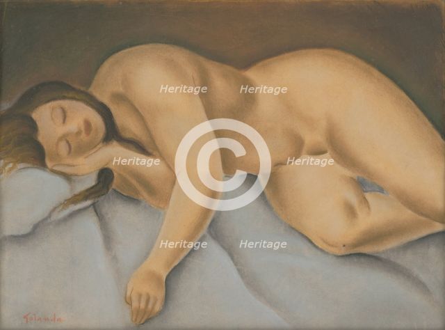 A reclining female nude, 1926. Creator: Mikulas Galanda.