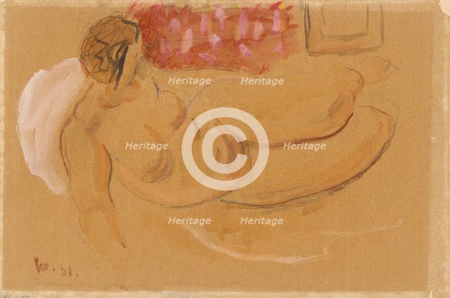 A reclining female nude, 1931. Creator: Cyprian Majernik.