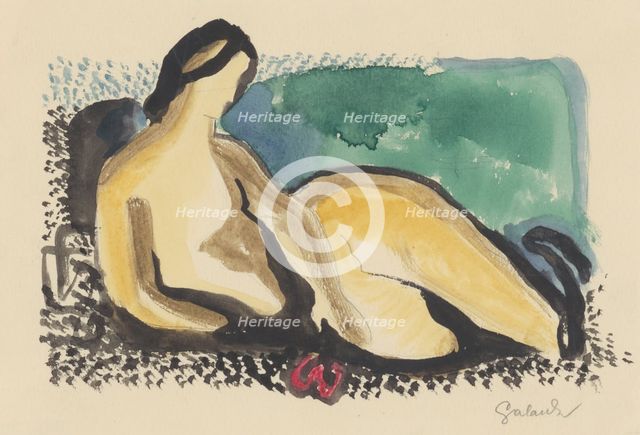 A reclining nude, 1934-1935. Creator: Mikulas Galanda.