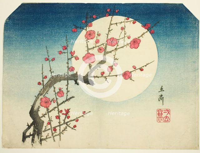 A Red Plum Branch against the Summer Moon, c. mid-1840s. Creator: Ando Hiroshige.