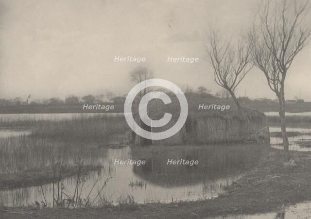 A Reed Boat-House, 1886. Creators: Dr Peter Henry Emerson, Thomas Frederick Goodall.