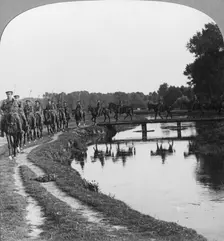 A regiment of Allenby's cavalry behind the line, Ypres, Belgium, World War I, c1914-c1917. Artist: Realistic Travels Publishers