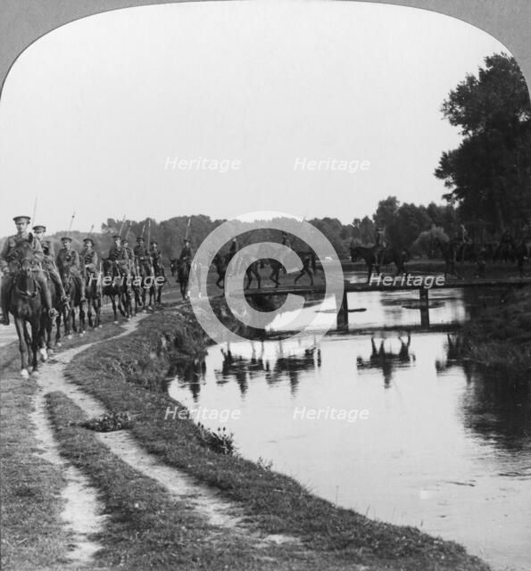 A regiment of Allenby's cavalry behind the line, Ypres, Belgium, World War I, c1914-c1917.  Artist: Realistic Travels Publishers