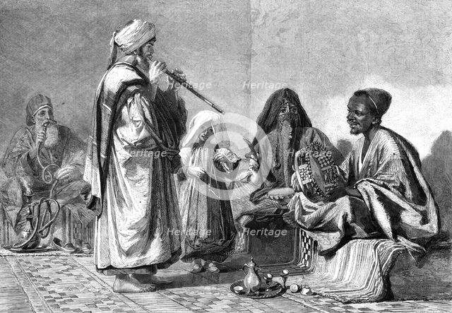 "A Rehearsal, Cairo". By Carl Haag, in the exhibition of the Society of Painters in..., 1861. Creator: H. Harrall.