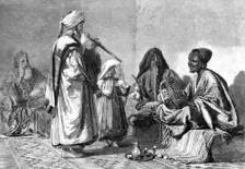 "A Rehearsal, Cairo". By Carl Haag, in the exhibition of the Society of Painters in..., 1861. Creator: H. Harrall