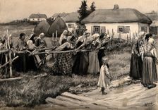 A religious cholera procession in rural Russia (from the series of watercolors Russian revolution), Artist: Vladimirov, Ivan Alexeyevich (1869-1947)