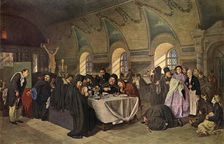 A Repast in the Monastery 1865-1875, (1939). Creator: Vasily Perov