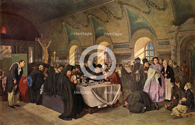'A Repast in the Monastery', 1865-1875, (1939). Creator: Vasily Perov.