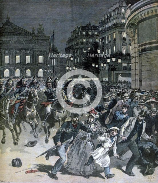 A representation of the opera Lohengrin, Place de l'Opera, 1891. Creator: Henri Meyer.