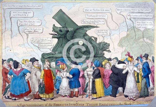 'A representation of the Regent's tremendous thing erected in the Park', 1816. Artist: Anon